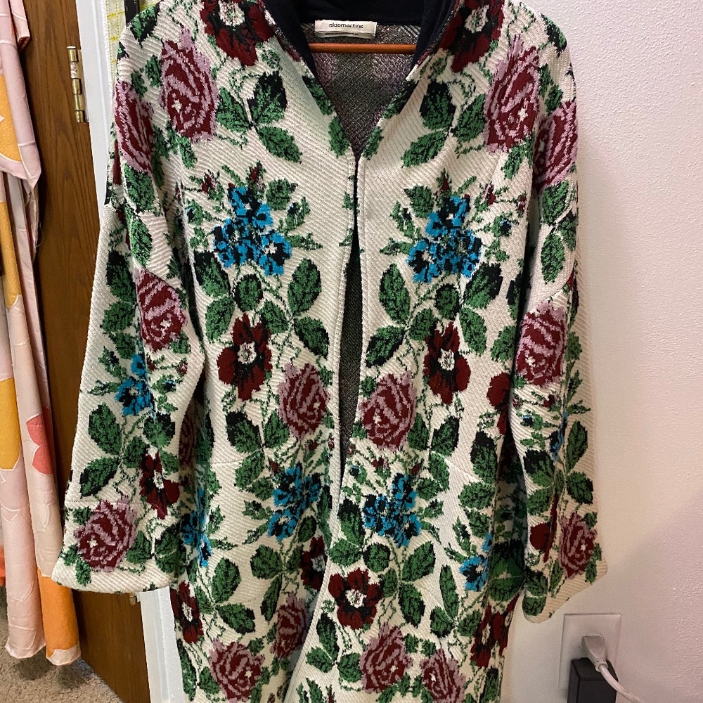 Aldomartins Floral Intarsia Sweater Coat Cardigan Estimate Medium